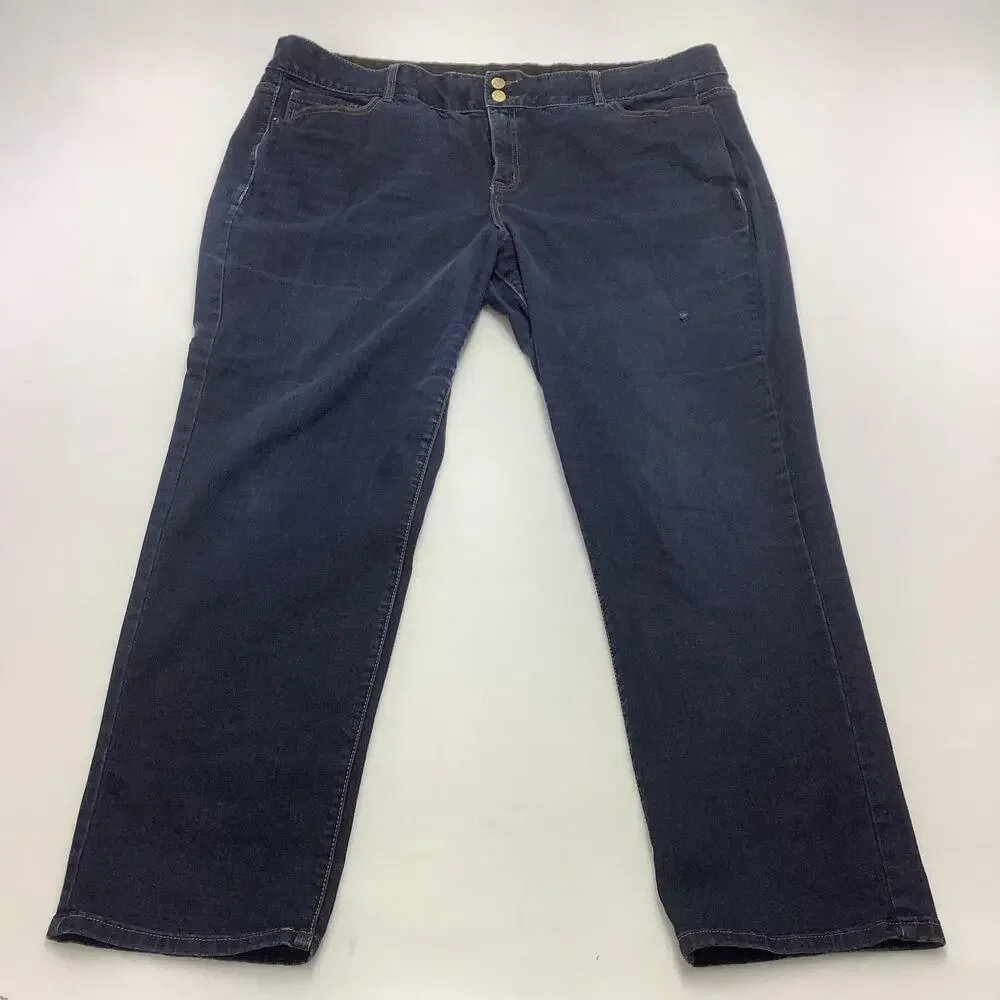Lane Bryant Jeans Womens 24 Blue High Rise Straight Stretch Tummy Control